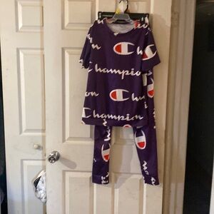 2pcs pants suit champion style purple